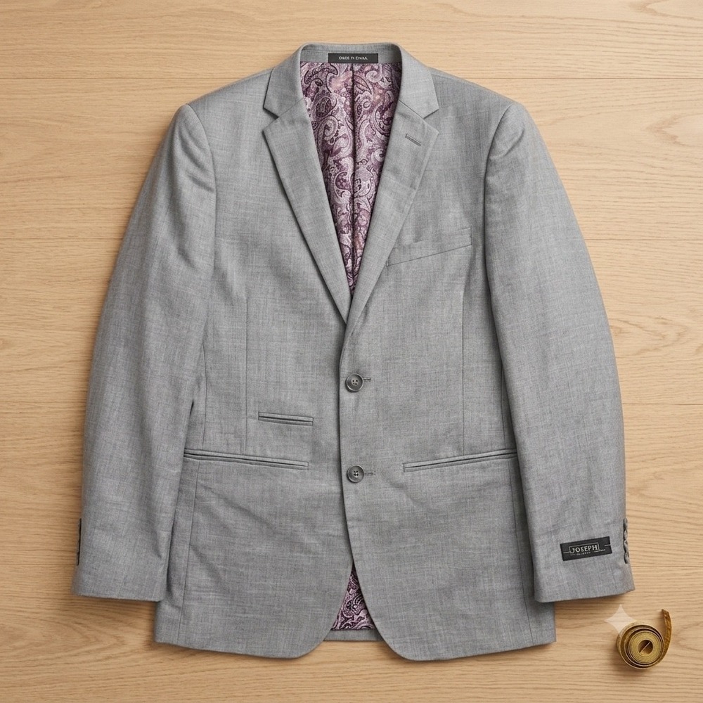 Joseph Michael Boys Sz 18 Light Grey Slim Suit Jacket‎ Blazer Paisley Lining NWT